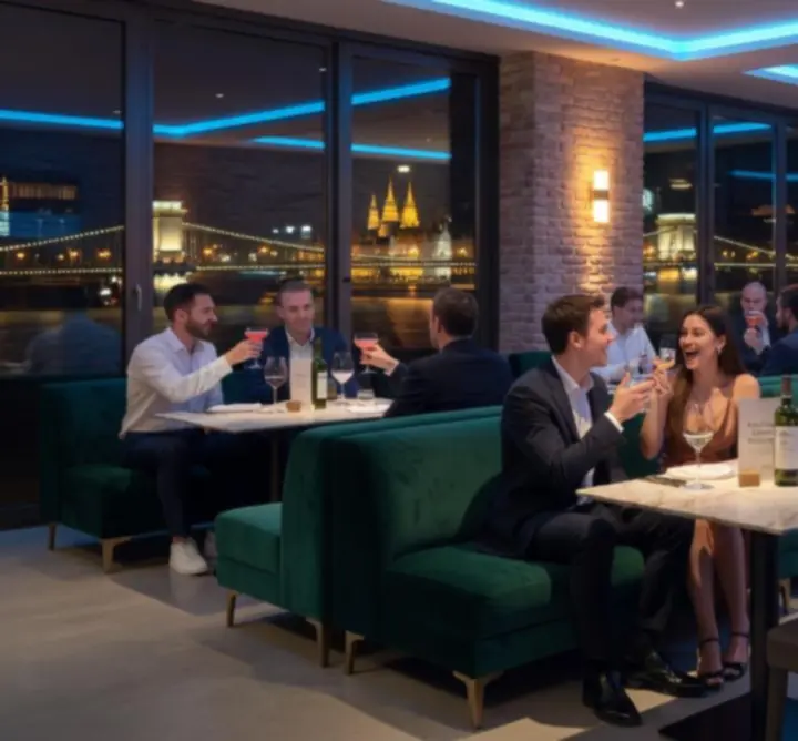 Modern, elegáns City Night Guide HU belső tér városi esti hangulattal