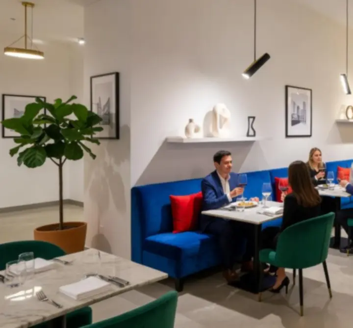 Lélegzetelállító, modern enteriőr a City Night Guide HU étteremben